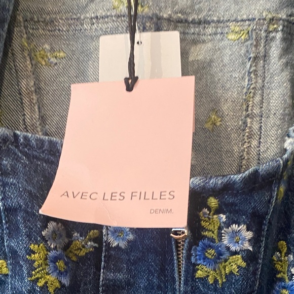 $249 Avec Les Filles Blue Floral Jumpsuit - Picture 6 of 6